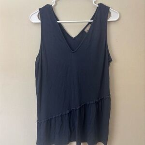 Dolan Left Coast Collection Navy V-Neck Peplum Tank Top Size M Boho Relaxed